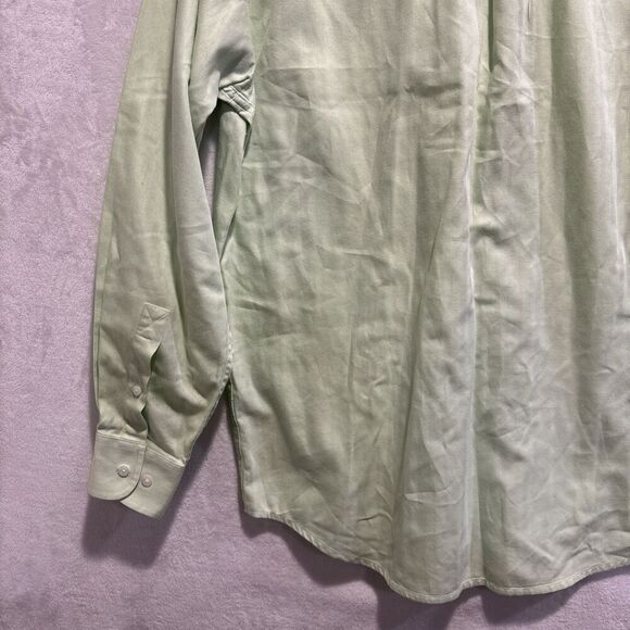 Bobby Jones Green Long Sleeve Button Down Collared Herringbone Shirt Mens Medium - Picture 11 of 16